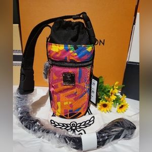 New MCM Multicolor Water Bottle Crossbody Case Authentic
